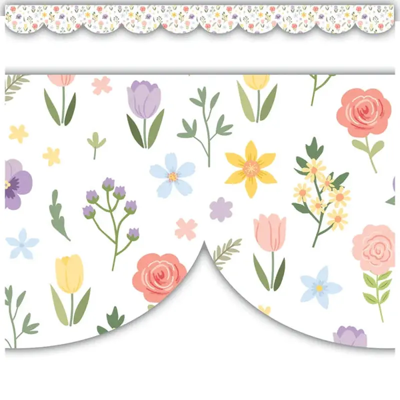 Teacher Created Resources Spring Garden Scalloped Die-Cut Border Trim (TCR 6108)