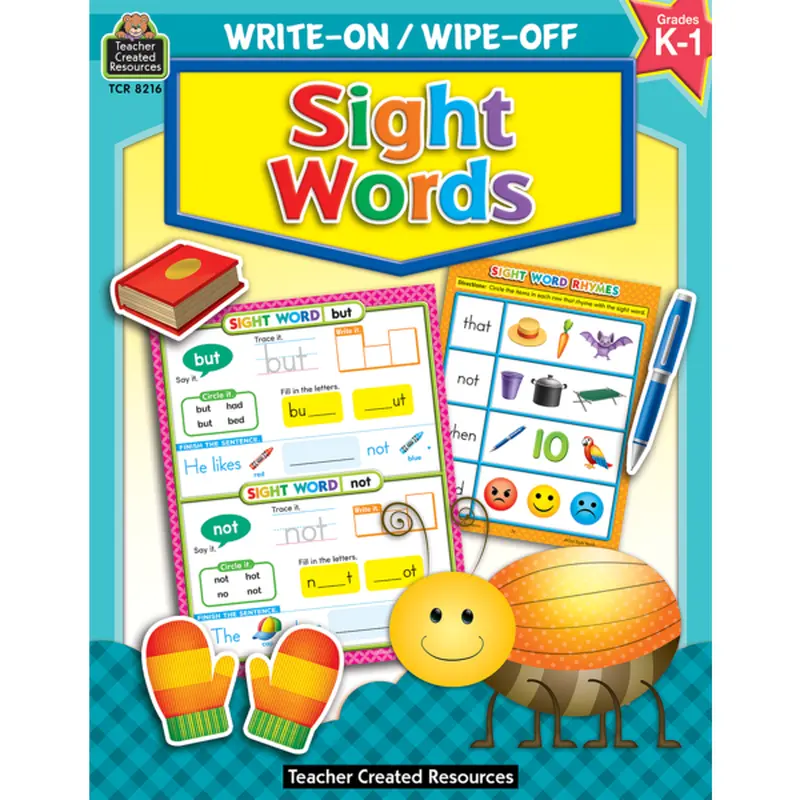 Teacher Created Sight Words Write-On Wipe-Off Book,32 Pages (TCR 8216)