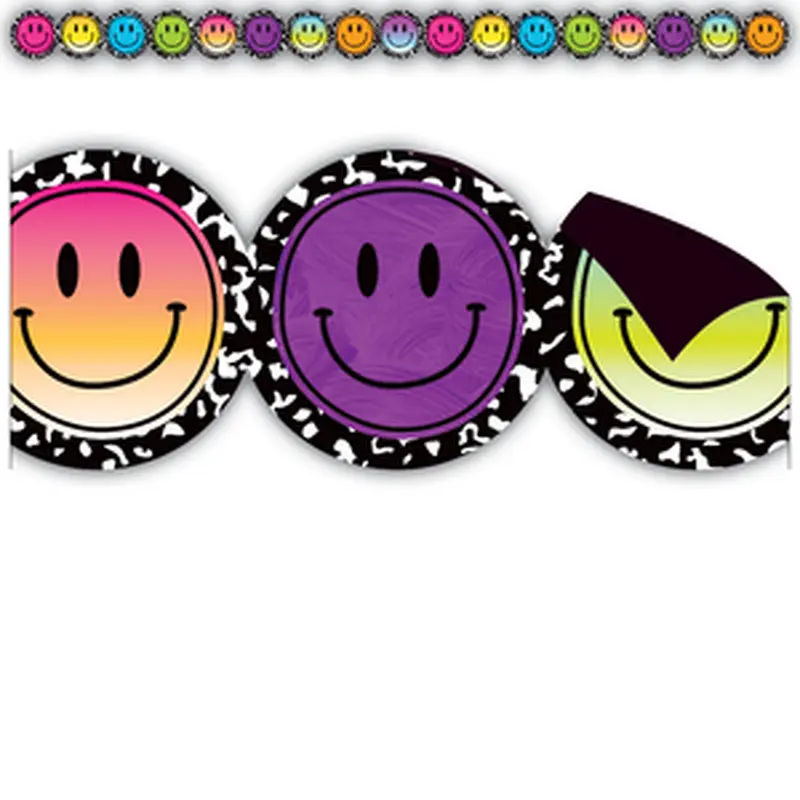Teacher Created Smiley Faces Die-Cut Magnetic Border, 24" x 1" (TCR 77571)