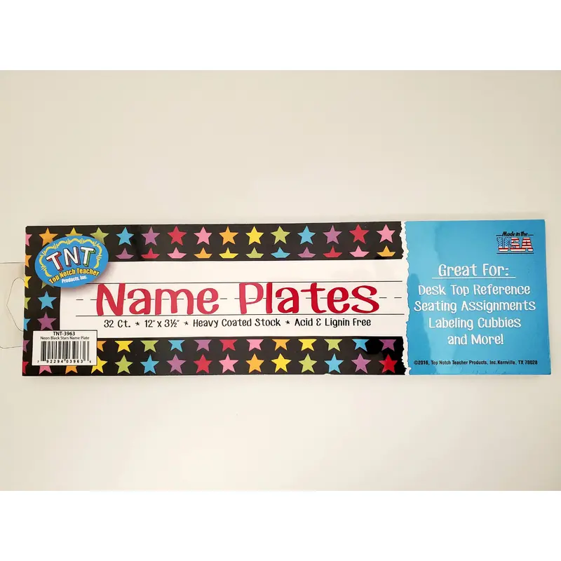 Top Notch Black w/ Colorful Stars Desk Tags Name Plates 32/Pack (TNT-3963)