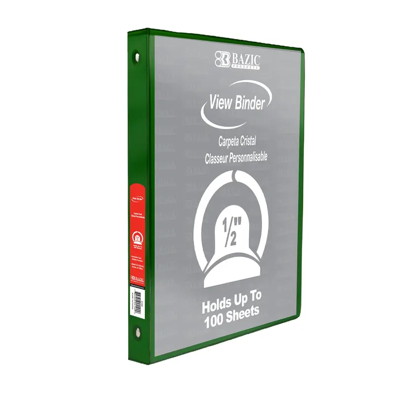 BAZIC 1/2" GREEN 3-RING VIEW BINDER W/2-POCKETS