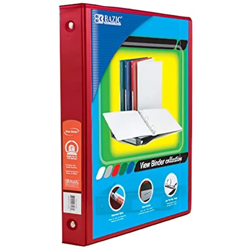 BAZIC 1" GREY 3-RING VIEW BINDER W/2-POCKET (Assorted)