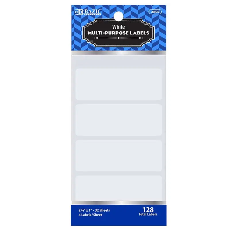 BAZIC 2 3/4" X 1" WHITE MULTIPURPOSE LABEL (128/PACK)