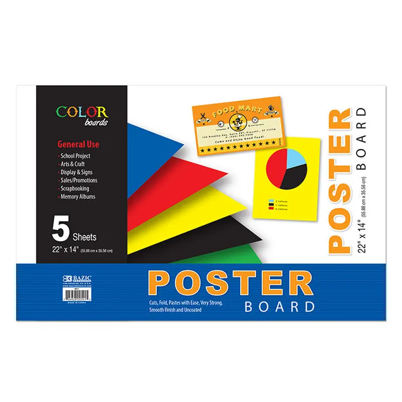 BAZIC 22" * 14" ASST. COLOR POSTER BOARD (5/PACK)
