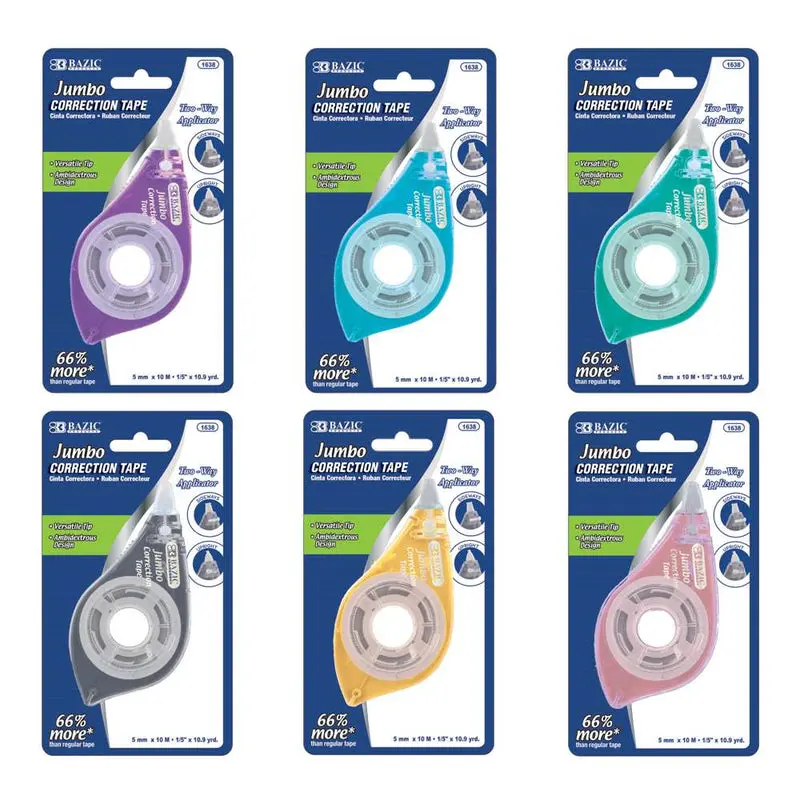 BAZIC Correction Tape w/ Two Way Applicator, Jumbo 5 mm x 394"