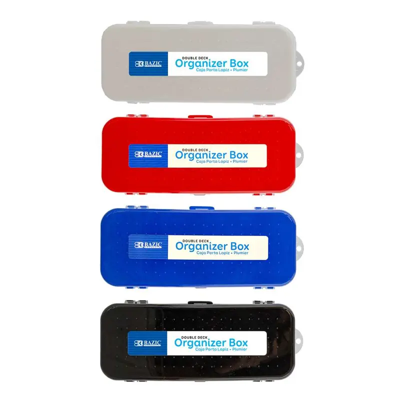 BAZIC Pencil Case 8" Double Deck Organizer Box