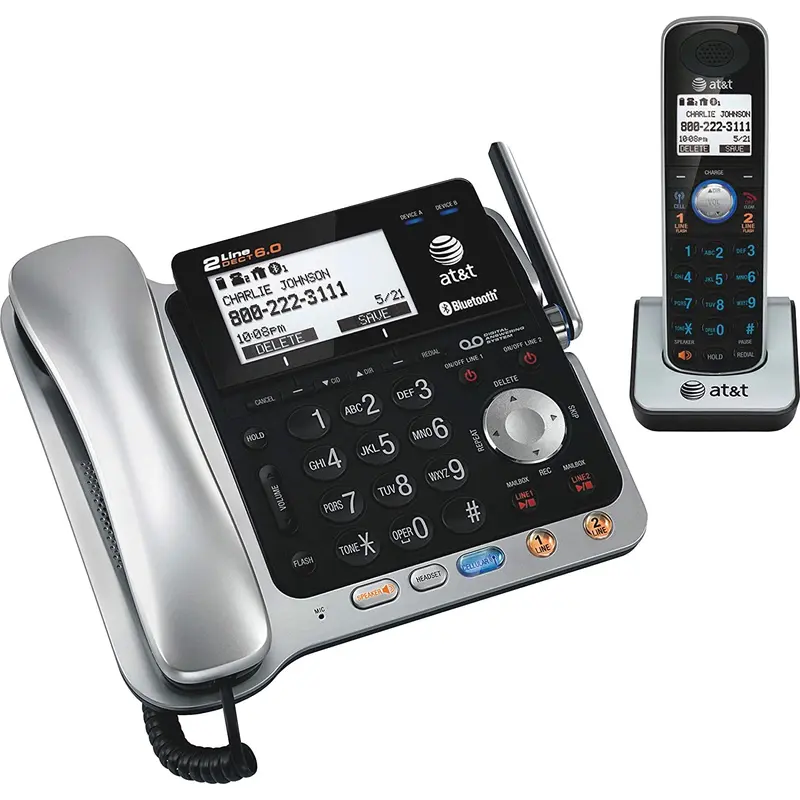 VTECH AT&T TL86109 CORDLESS PHONE WITH ANSWERING MACHINE - 2 X PHONE LINE - ANSWERING MACHINE - BACKLIGHT DECT 6.0,CID, ITAD