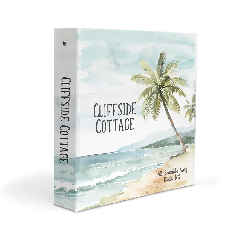 Beach Home House Personalized Custom 2" 3 Ring Binder  School Office Supplies