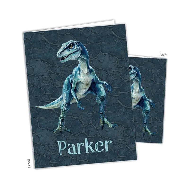 Blue Dinosaur Dino Personalized Custom 2-Pocket Folder  School Office Supplies1 - 2Pocket Folder