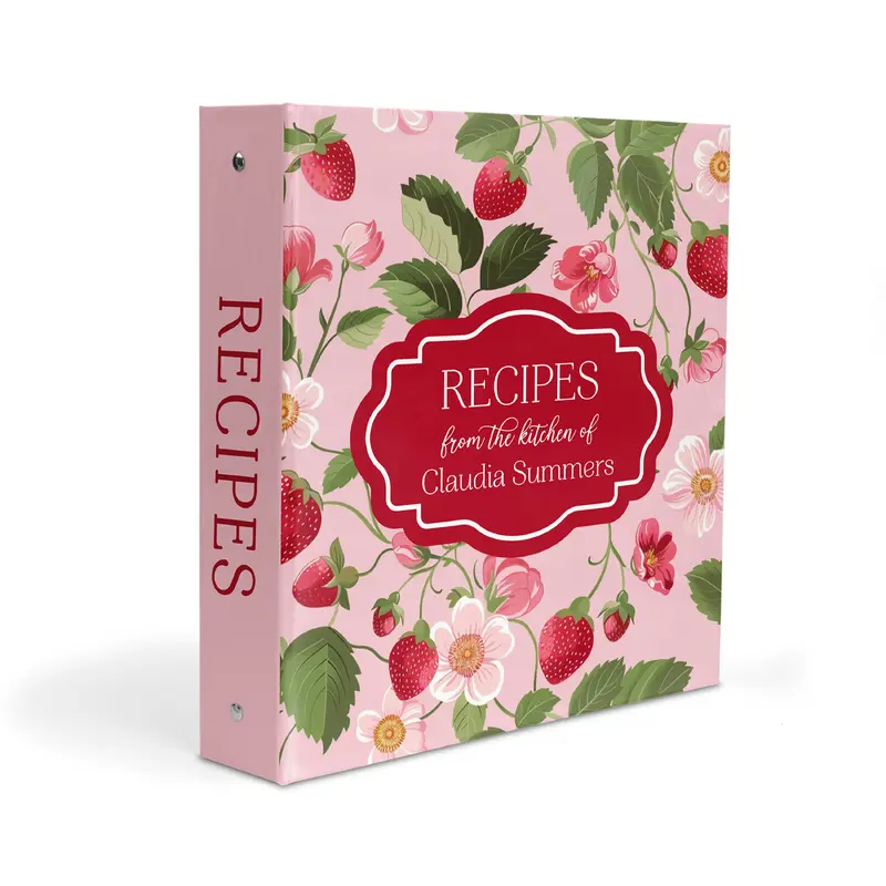 Strawberry Personalized Custom 2" 3 Ring Recipe Book BinderBinder Only