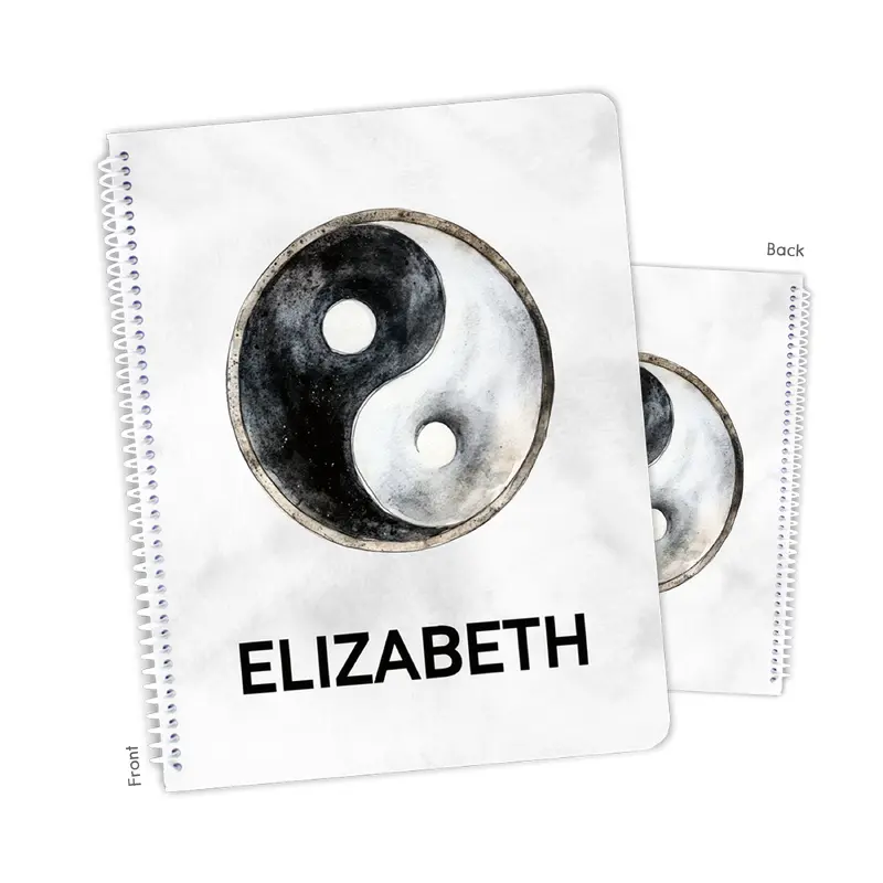 Yin Yang Personalized Custom Notebook or Sketchbook  School Office SuppliesNotebook (wide ruled, lined pages)