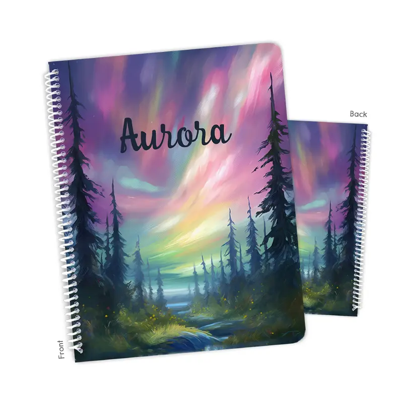 Aurora Borealis Northern Lights Personalized Custom Notebook or Sketchbook  School Office SuppliesNotebook (wide ruled, lined pages)