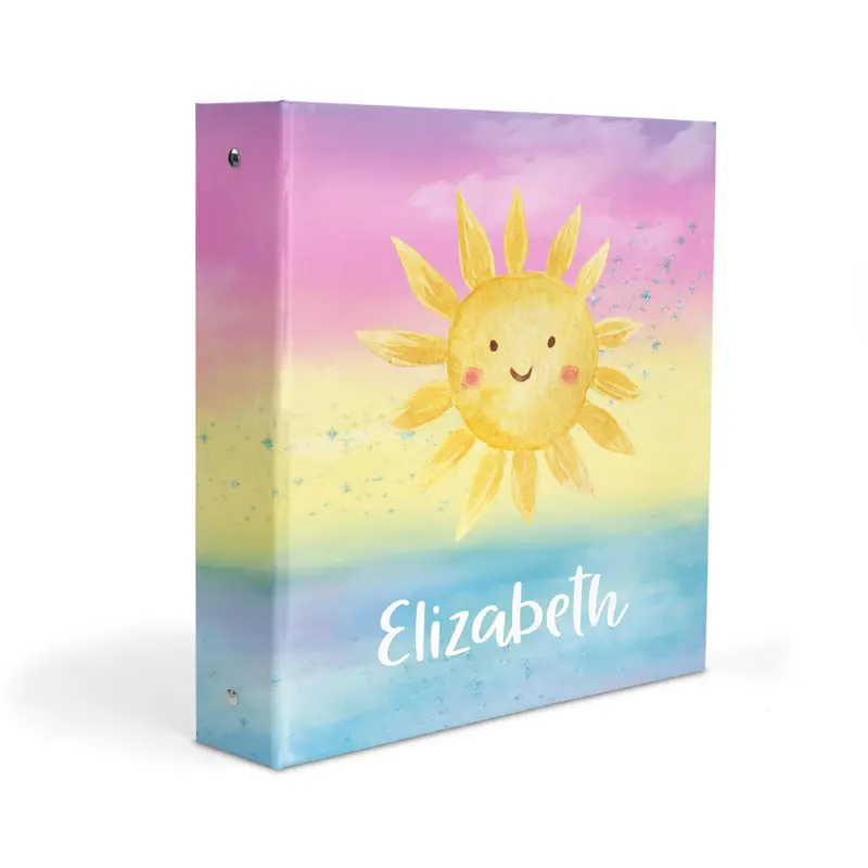 Sun Rainbow Personalized Custom 2" 3 Ring Binder  School Office Supplies