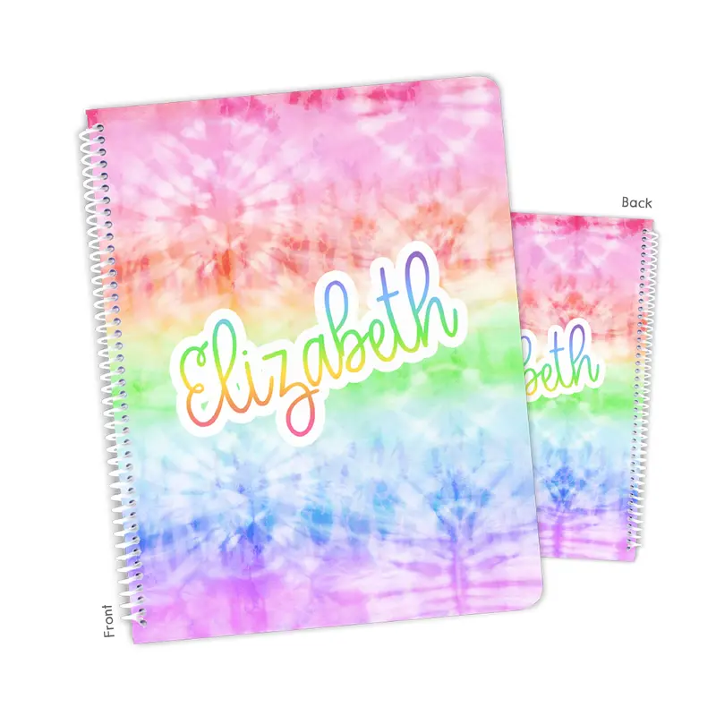 Tie Dye Rainbow Personalized Custom Notebook or Sketchbook  School Office SuppliesNotebook (wide ruled, lined pages)