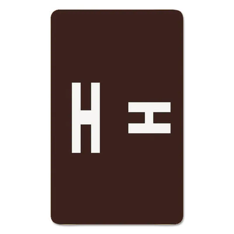 Alphaz Color-coded Second Letter Alphabetical Labels, H, 1 X 1.63, Dark Brown, 10/sheet, 10 Sheets/pack