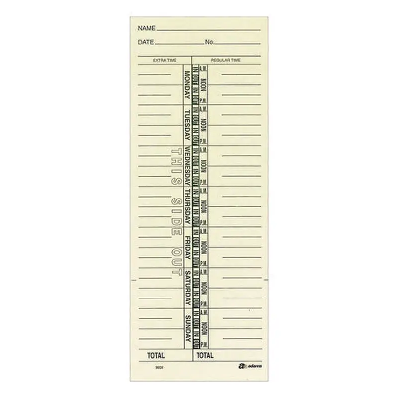 Time Cards For Acroprint, Amano And Lathem Time Clocks, One Side, 3.38" X 9", 200/pack