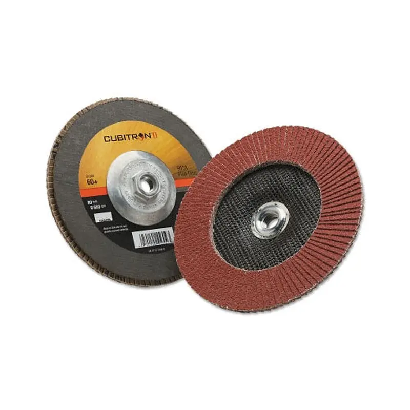3M Cubitron II Flap Disc 967A, 7 in dia, 60 Grit, 5/8 in-11 Arbor, 8,600 RPM, Type 27 (405-051141-55609) 5 DC / CA