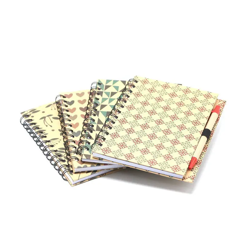 Spiral Bound Graphic Design Motif Notebook with PenAssorted