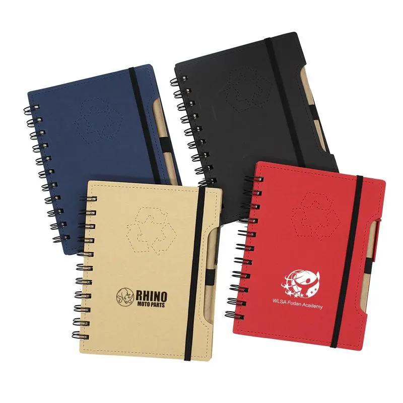 Spiral-bound Recycle Notebook with Pen and Elastic Band500 