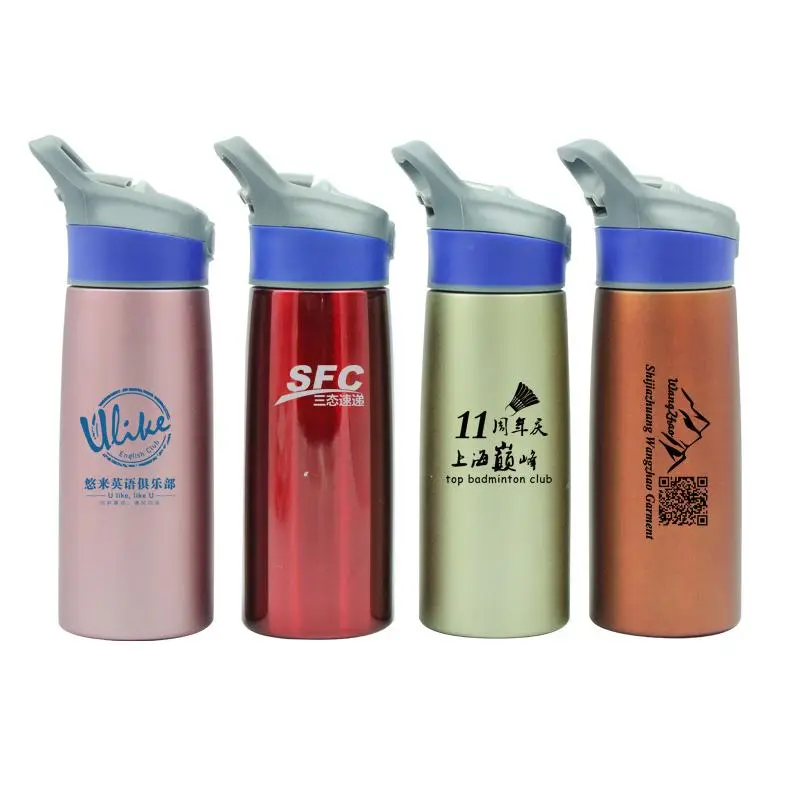Sports Water Bottle With Push Button Straw (750ml)500 