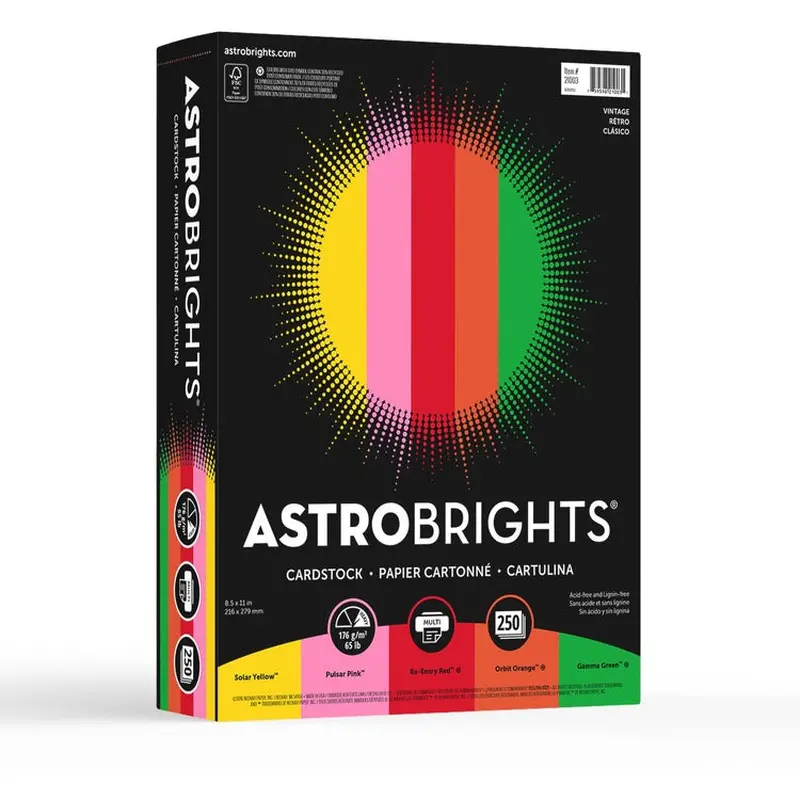 Astrobrights Colored Cardstock - "Vintage" 5-Color Assortment [SKU - WAU21003]PK