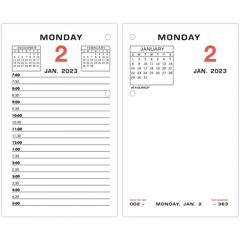 At-A-Glance Daily Two-Color Desk Calendar Refill with tabs [SKU - AAGE01750]EA