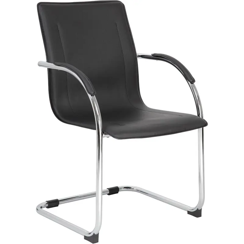 Boss Chrome Frame Black Vinyl Side Chair, 2pcs Per Pack [SKU - BOPB95302]CT