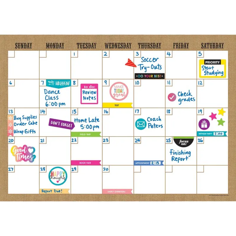 Teacher Created Resources Clingy Burlap Calendar Set [SKU - TCR77350]ST