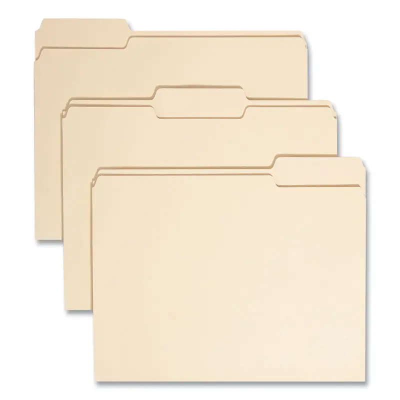 100% Recycled Manila Top Tab File Folders, 1/3-Cut Tabs: Assorted, Letter Size, 0.75" Expansion, Manila, 100/Box