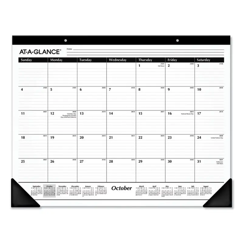 Academic Year Ruled Desk Pad, 21.75 x 17, White Sheets, Black Binding, Black Corners, 16-Month (Sept to Dec): 2024 to 2025