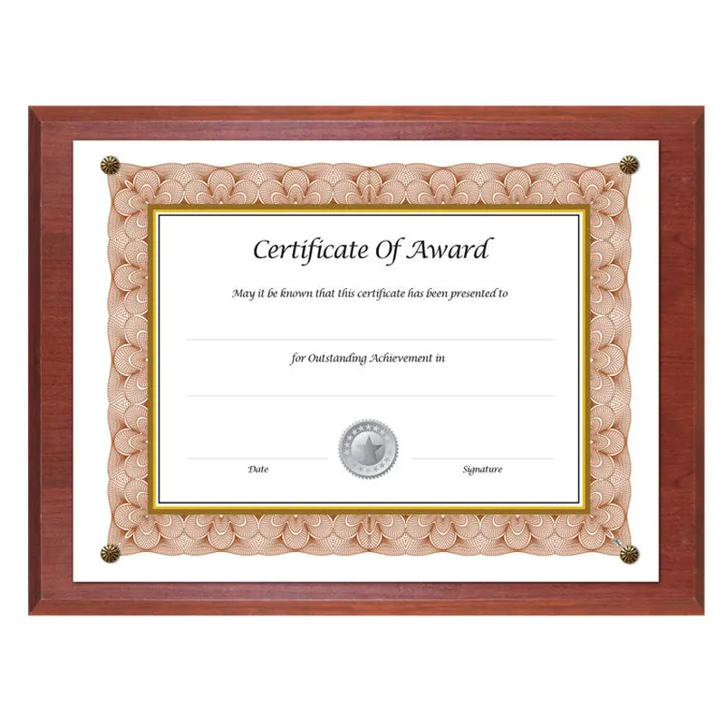 Award-A-Plaque Document Holder, Acrylic/Plastic, 10.5 x 13, Mahogany