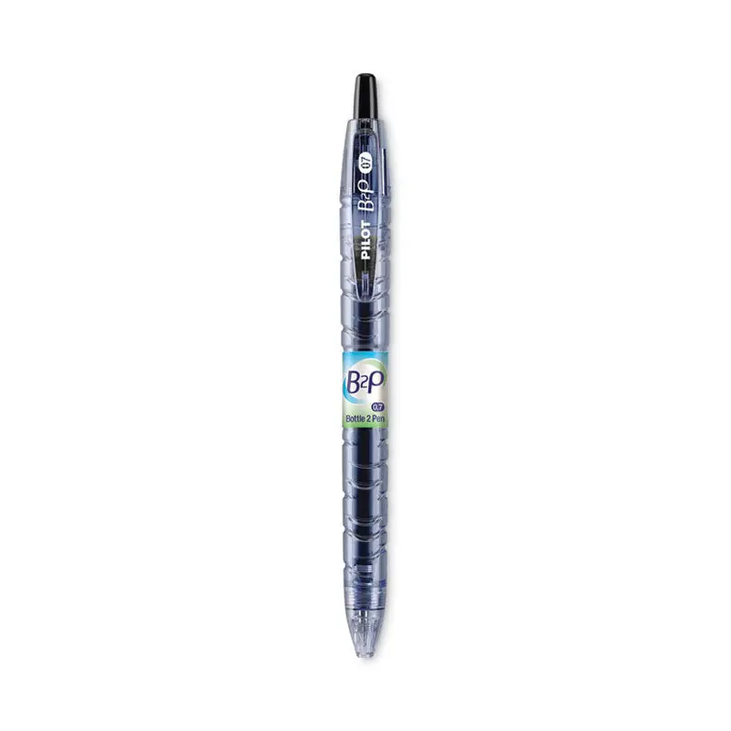 B2P Bottle-2-Pen Recycled Gel Pen, Retractable, Fine 0.7 mm, Black Ink, Translucent Blue Barrel