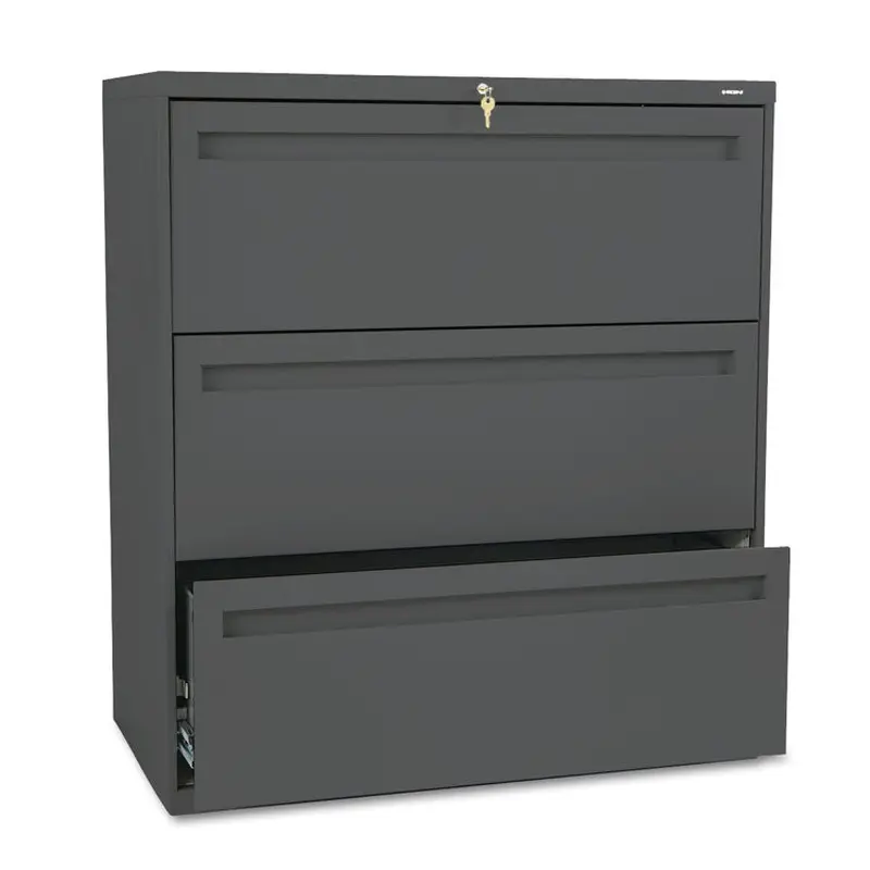 Brigade 700 Series Lateral File, 3 Legal/Letter-Size File Drawers, Charcoal, 36" x 18" x 39.13"