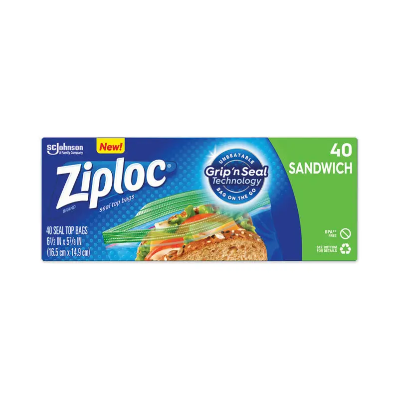 Resealable Sandwich Bags, 6.5  x 5.88 , Clear, 40 Bags/Box, 12 Boxes/Carton