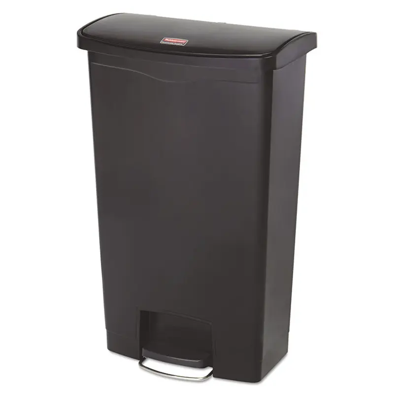 Slim Jim Streamline Resin Step-On Container, Front Step Style, 18 gal, Polyethylene, Black