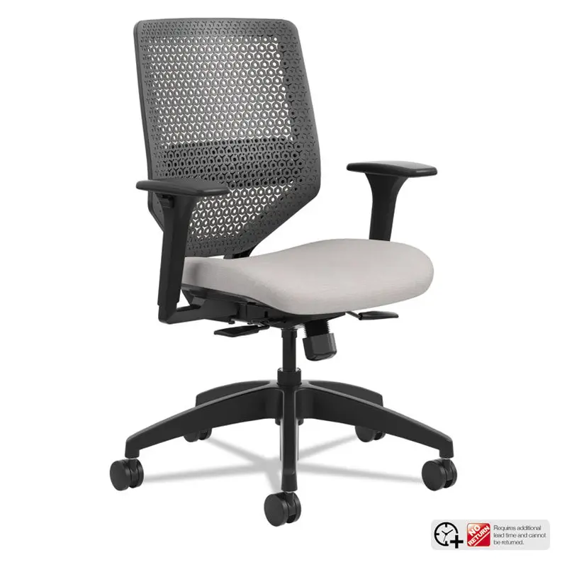 Solve Series ReActiv Back Task Chair, Supports Up to 300 lb, 18  to 23  Seat Height, Sterling Seat, Charcoal Back, Black Base