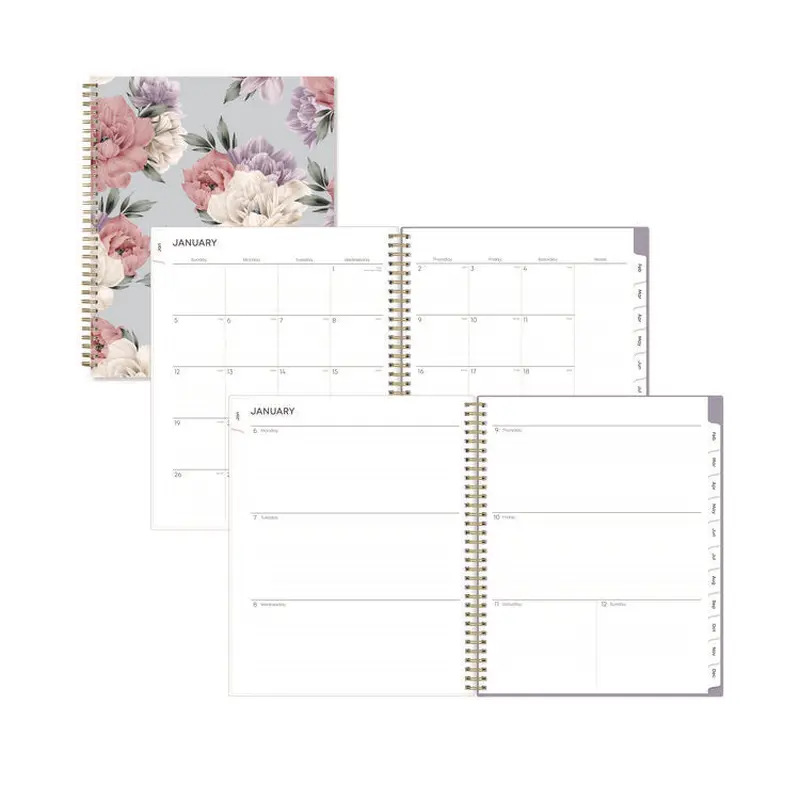 Tula Weekly/Monthly Planner, Floral Artwork, 11  x 8.5 , Purple/Pink/White Cover, 12-Month (Jan to Dec): 2025
