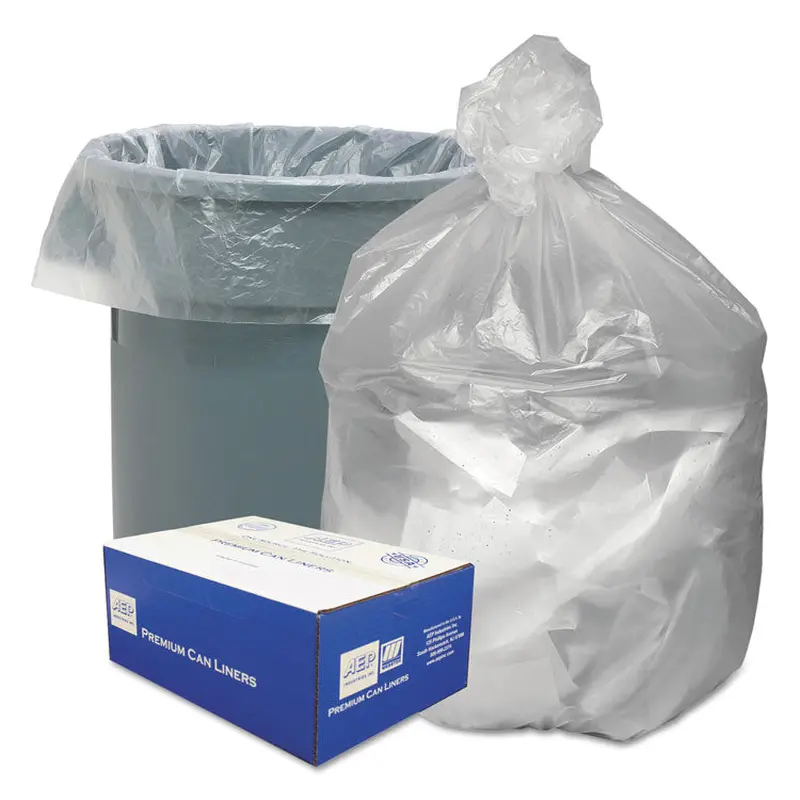 Waste Can Liners, 60 gal, 12 mic, 38  x 58 , Natural, 20 Bags/Roll, 10 Rolls/Carton