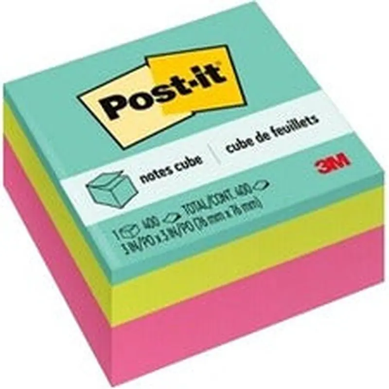 3M Mini Bright Colors Memo Cube 2x2"