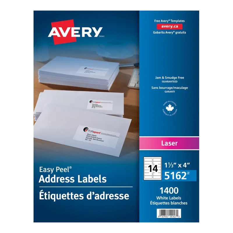 5162 WHITE EASY PEEL 4" X 1 1/3" PERMANENT  100 SHEETS/B