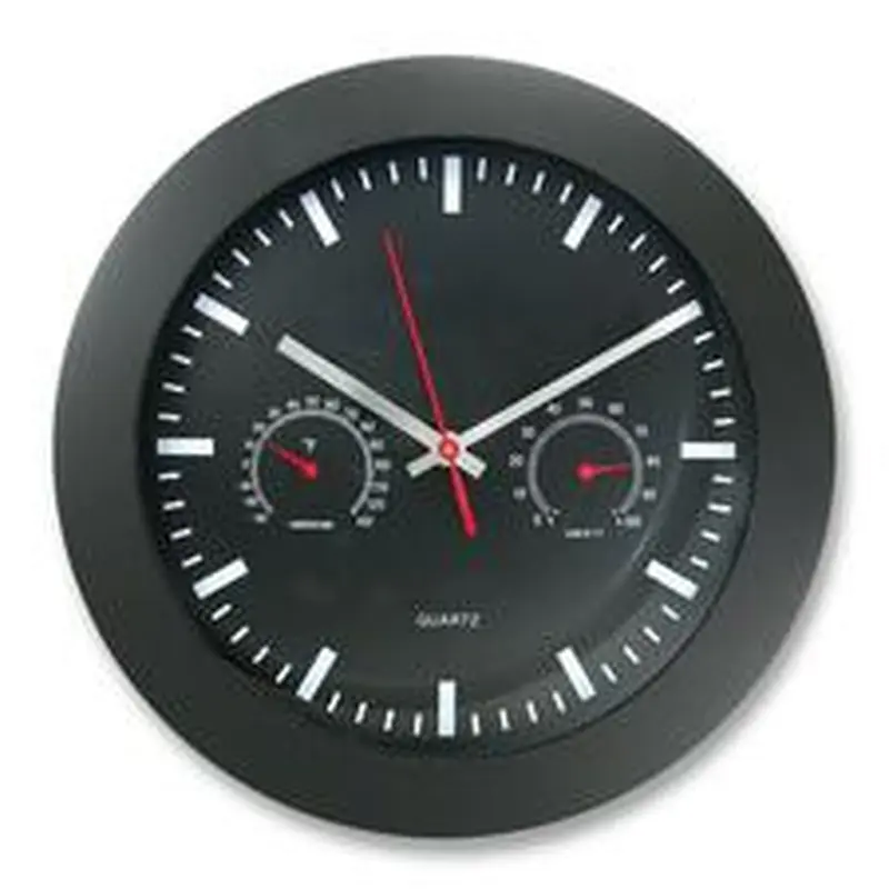 Artistic 12" Round Wall Clock w Temp/Humidity Gauge