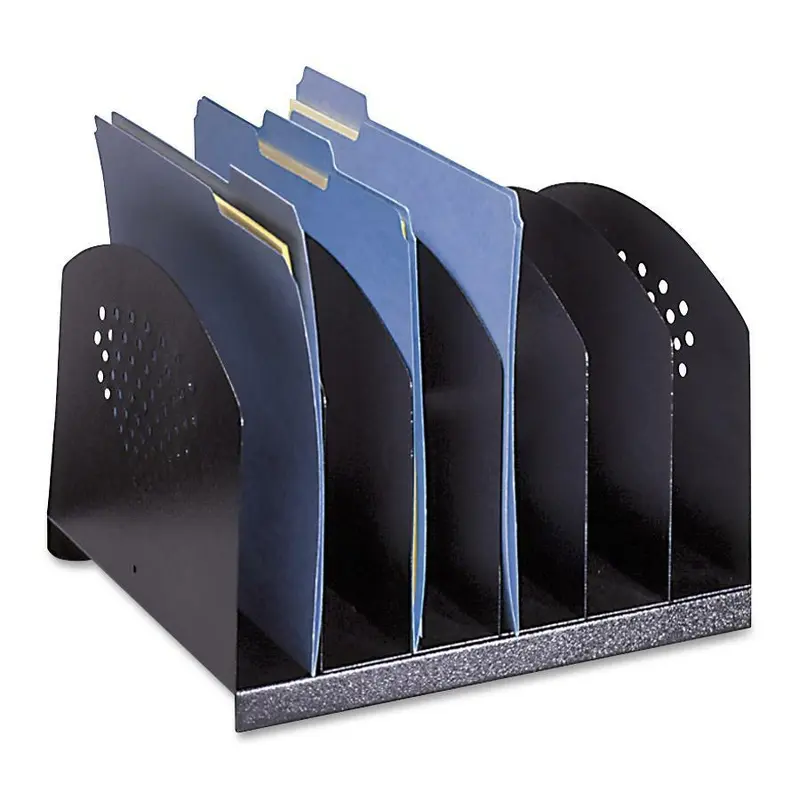 Safco Steel Desk Racks - 6 Compartment(s) - 2" (50.80 mm) - 8" Height x 12.1" Width x 11.1" Depth - Desktop - Black - Steel - 1 / Each