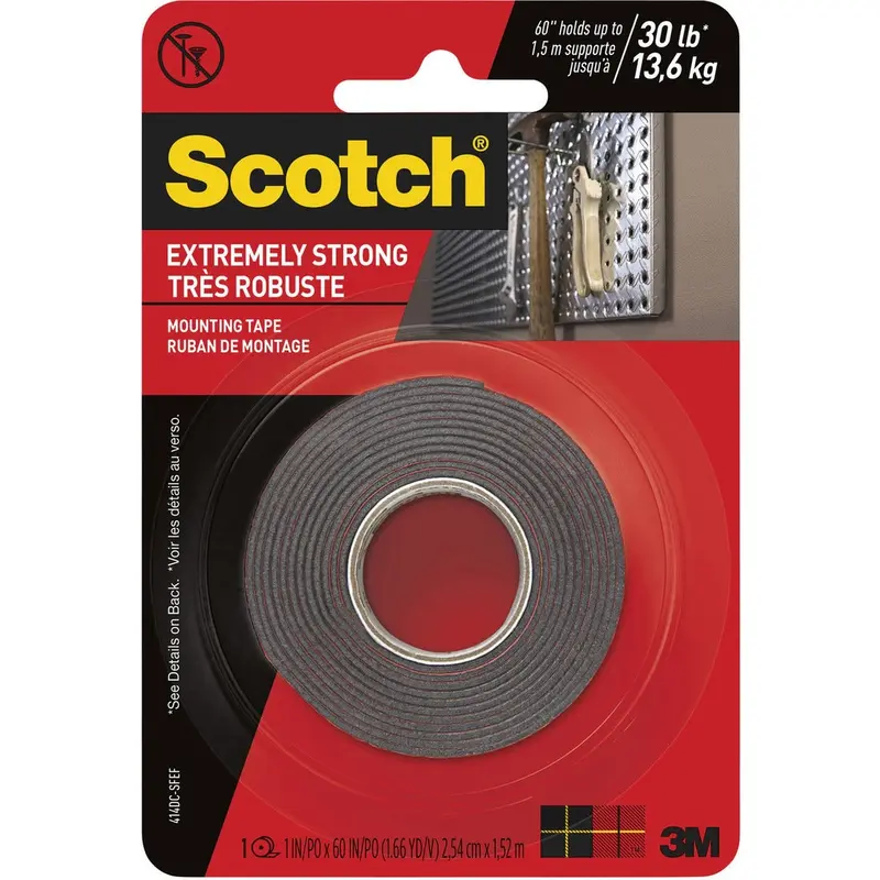 Scotch Extreme Mounting Tape, 1 in X 60 in, Black