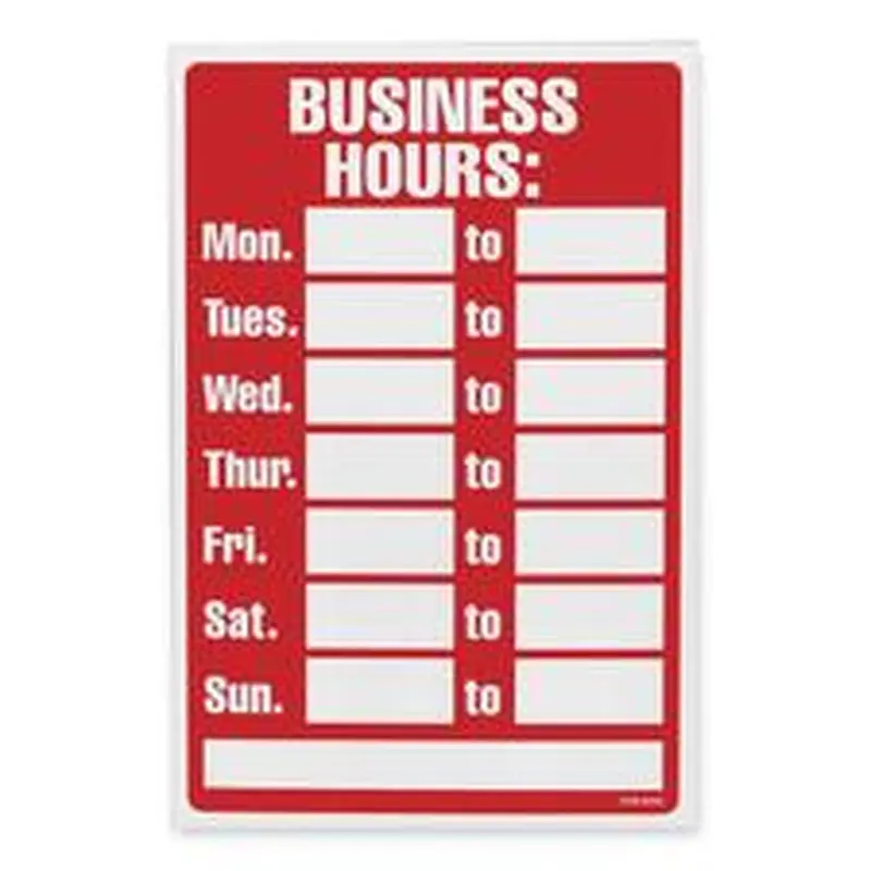U.S. Stamp & Sign Business Hours Sign