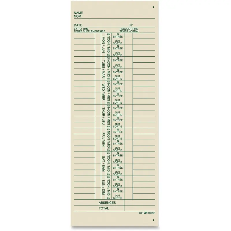 TOPS Time Card