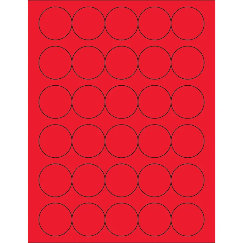 1 1/2" Fluorescent Red Circle Laser Labels 3000/Case