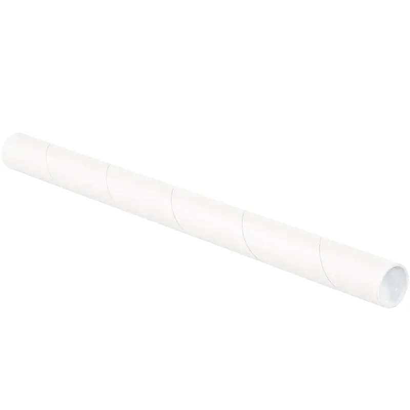 1 1/2 x 9 White Mailing Tubes With End Caps .060 Gauge 50/Case