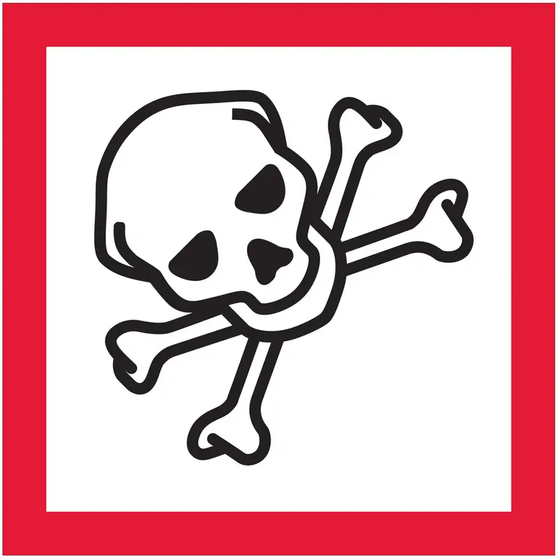 1 x 1" Pictogram - Skull and Crossbones Labels 500/Roll