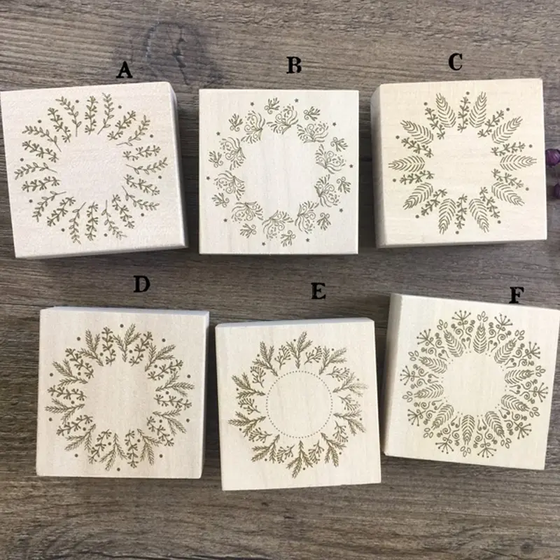 Wreath Flower Rubber StampA