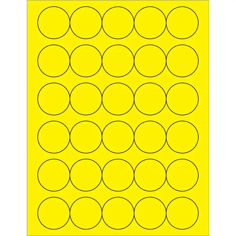 1 1/2" Fluorescent Yellow Circle Laser Labels 3000/Case